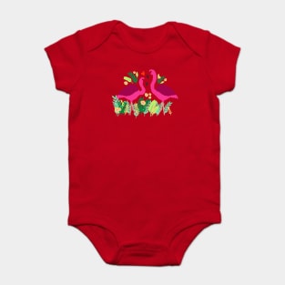 Flamingos In Love Baby Bodysuit